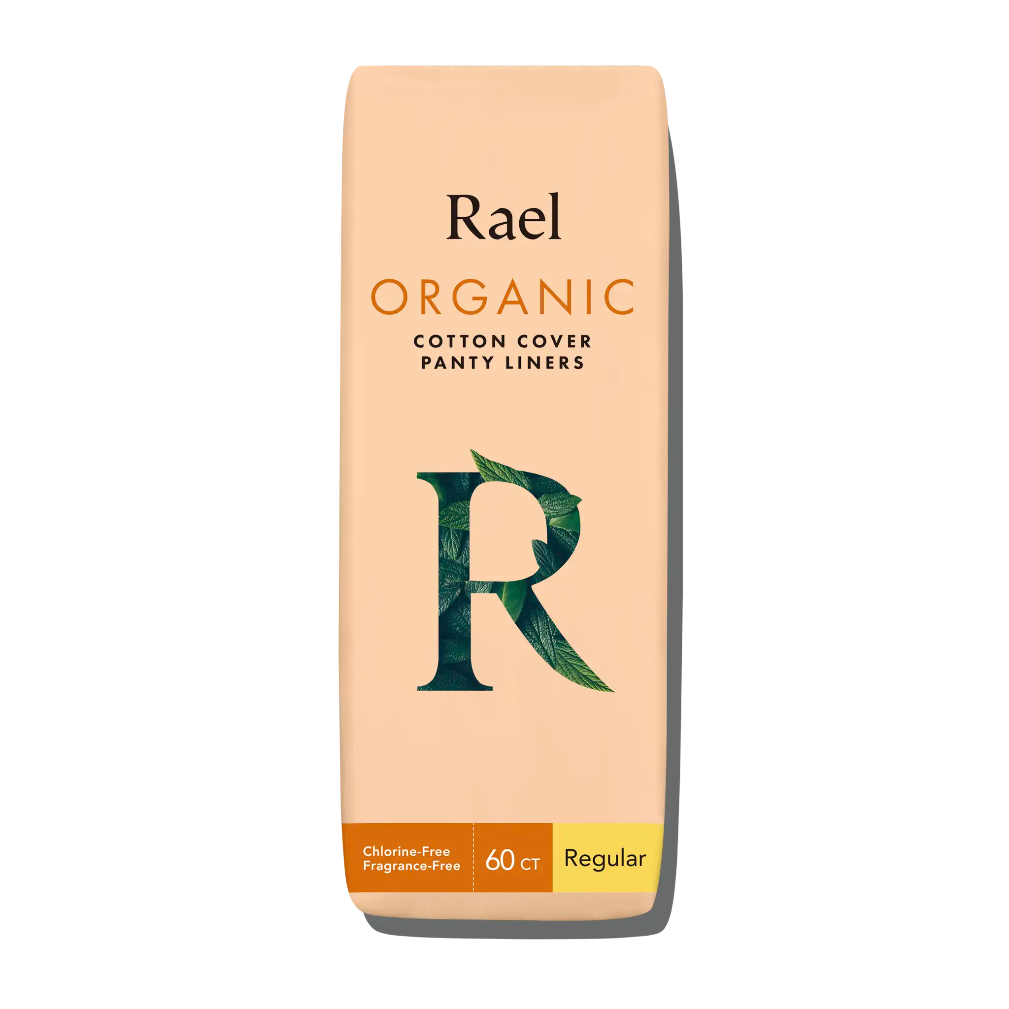 Packaging of Rael Organic Cotton Cover Panty Liners with branding and product information.