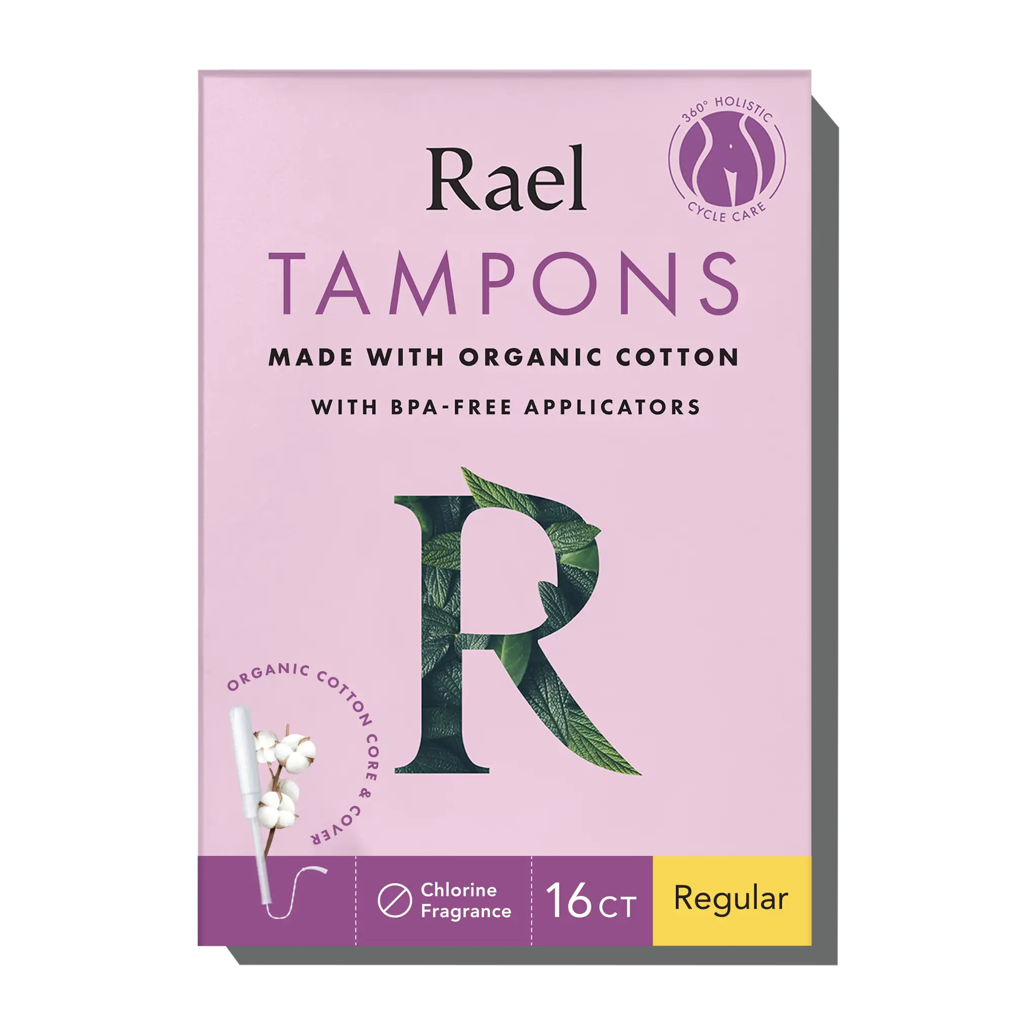 Rael, Organic Cotton Tampons with BPA-Free Applicators, Regular, 16 Count