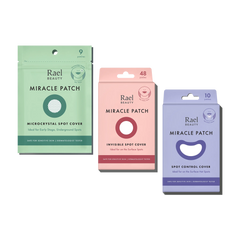Three packages of Rael Miracle Patch on a white background