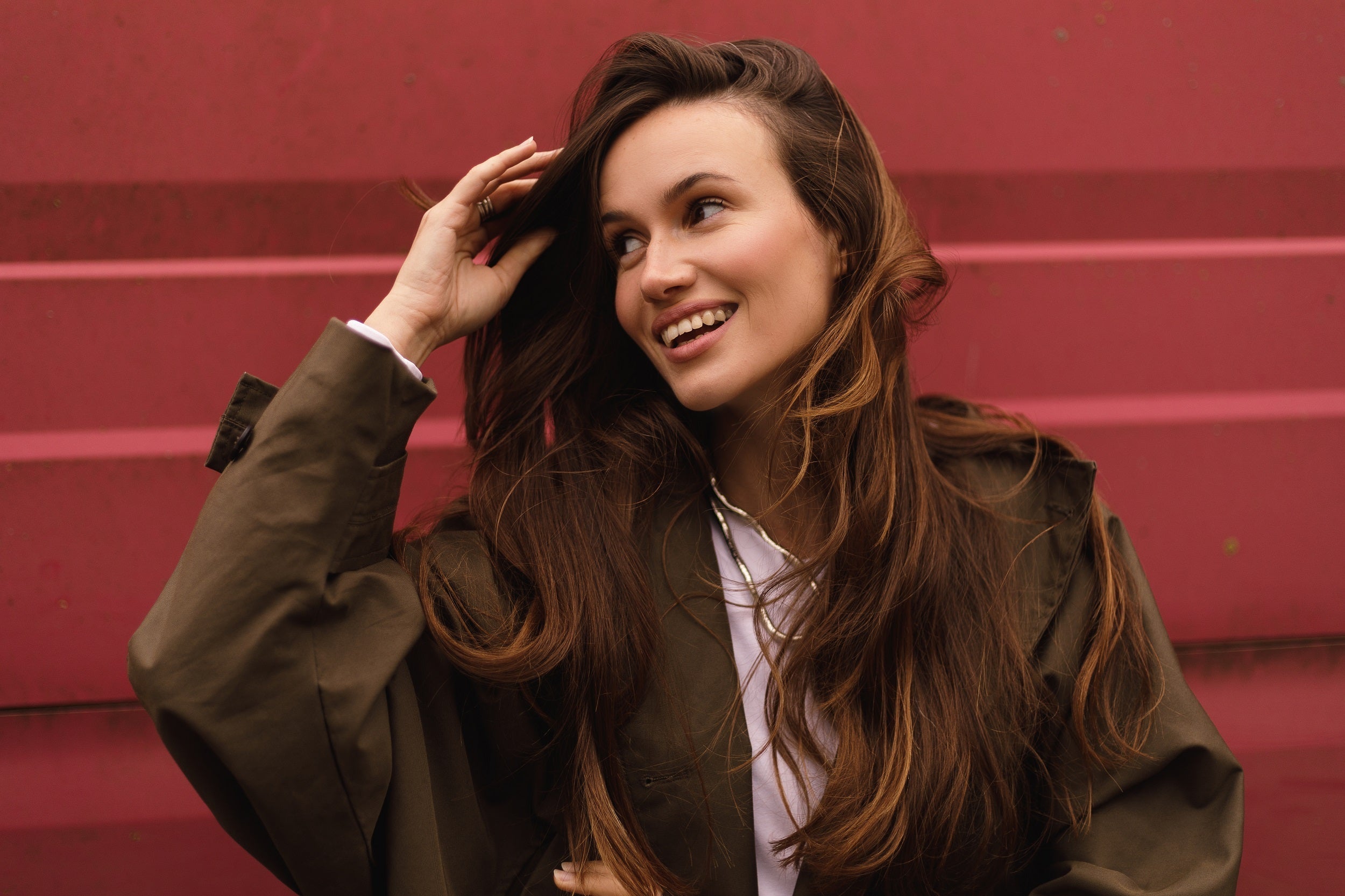 Happy, young woman with healthy skin