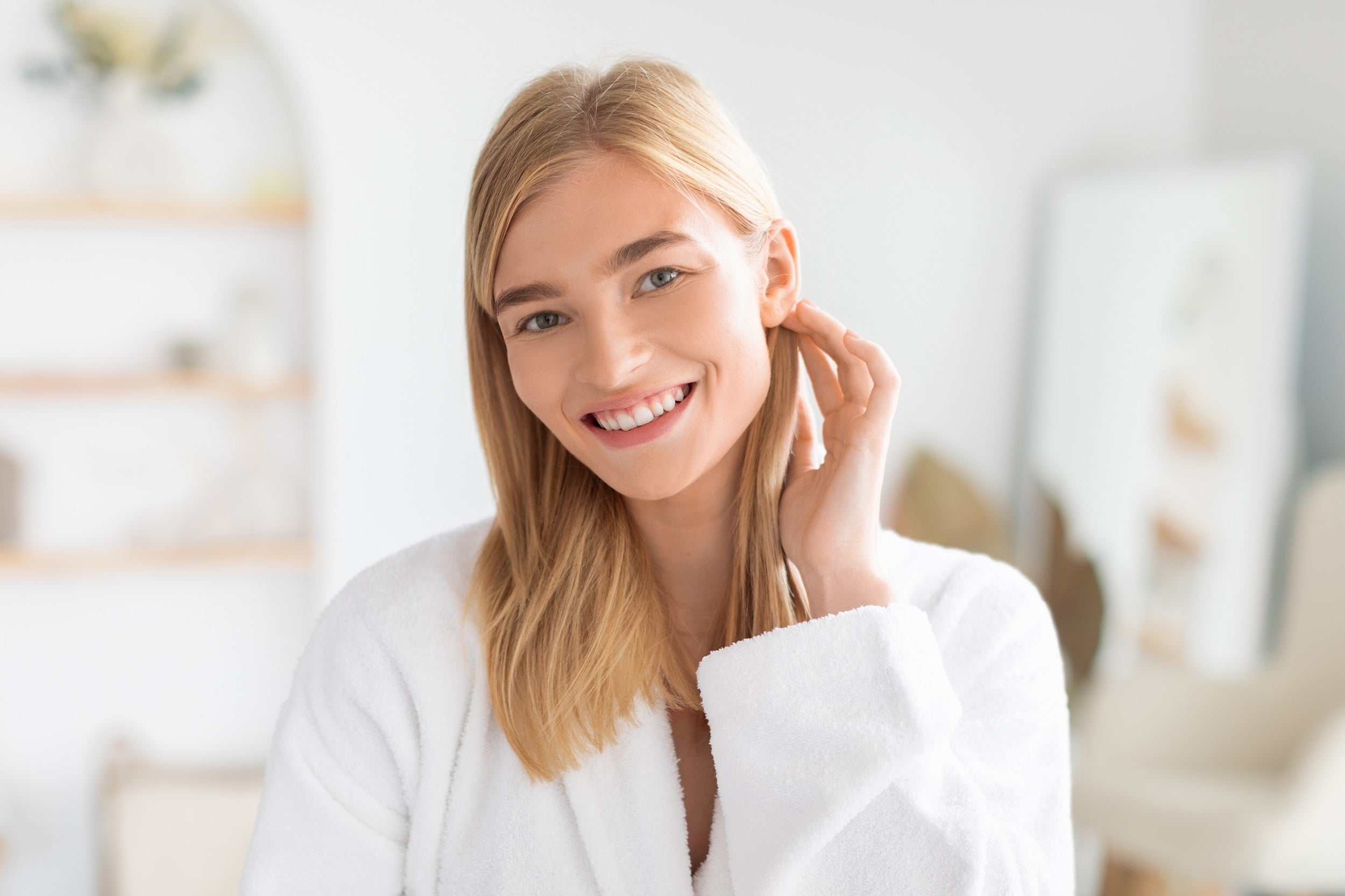 Gentle blonde with fair skin