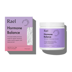 Rael Hormone Balance supplement container and packaging on a white background