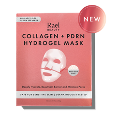 Rael Beauty Collagen + PDRN Hydrogel Mask packaging on a white background