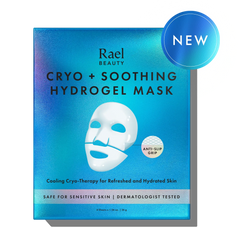 Rael Beauty Cryo + Soothing Hydrogel Mask packaging on a white background