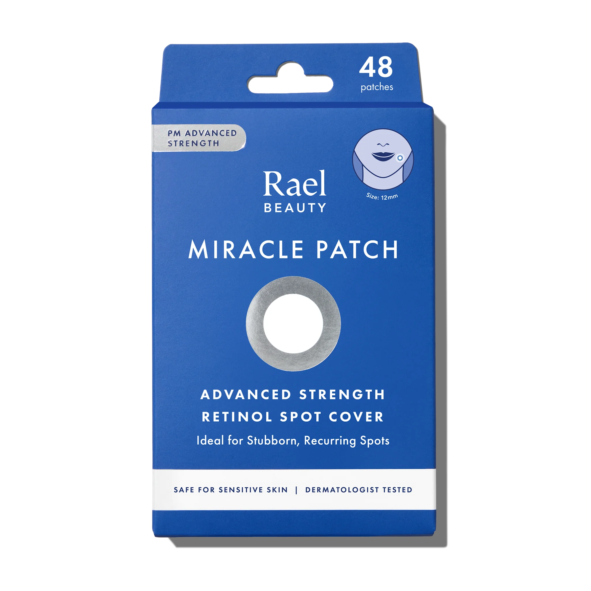 Packaging of Rael Beauty Miracle Patch Advanced Strength Retinol Spot Cover with 48 patches per pack
